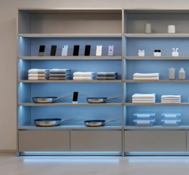Selection of featured consumer products showcased on a clean, modern display