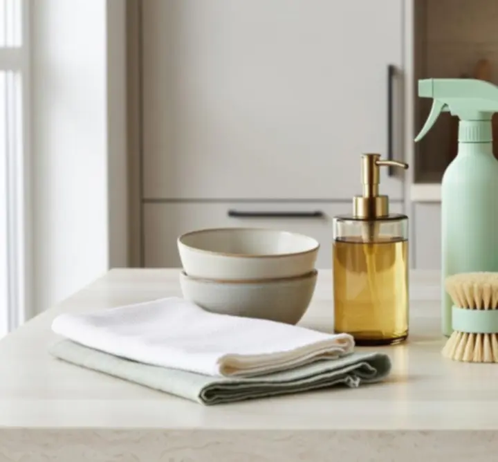 Selection of modern home essentials neatly arranged