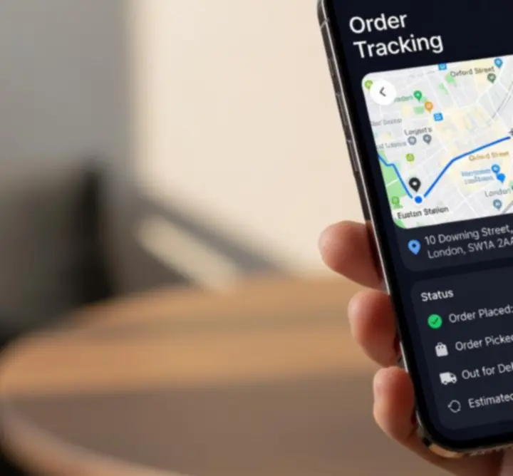 Mobile app displaying real-time parcel tracking