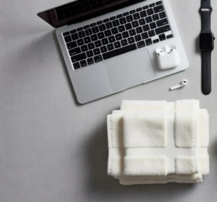 Flatlay of curated products styled for an online shop